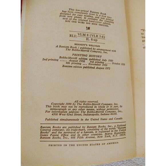 Vtg 1972‎ Bennett's Welcome - Inglis Fletcher - Bantam PB Historical Romance - Picture 9 of 11